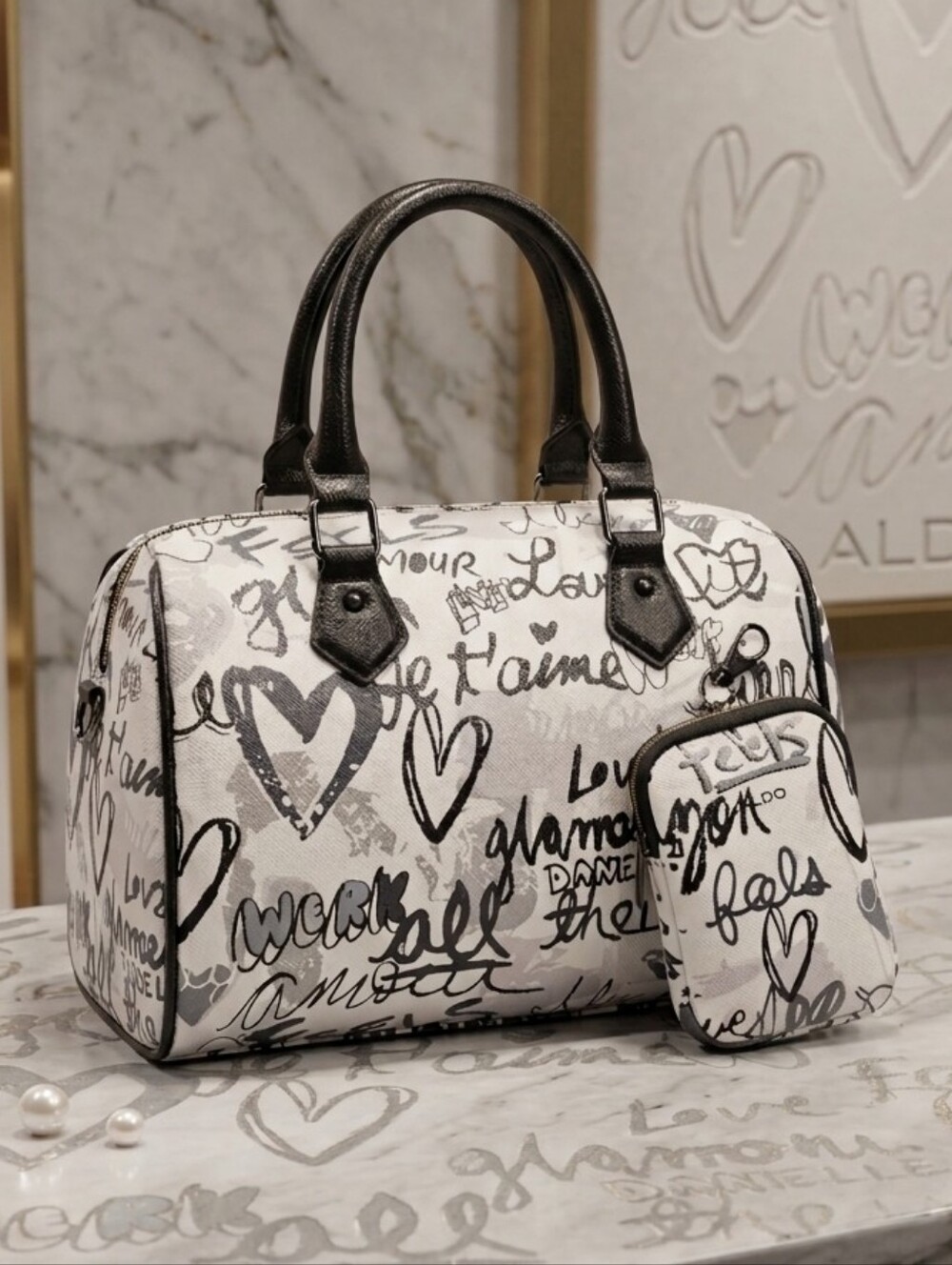 ALDO Graffiti Satchel with Coin Pouch - NWT